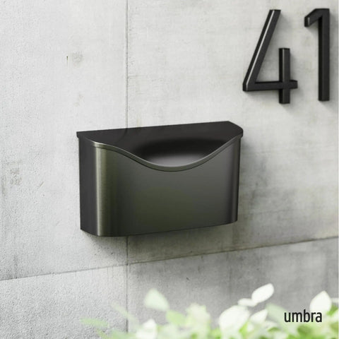 Postino Wall Mount Mailbox In Black With Hinged Lid And Weather Resistant Stainless Steel Dope Curb Appeal mounted on wall