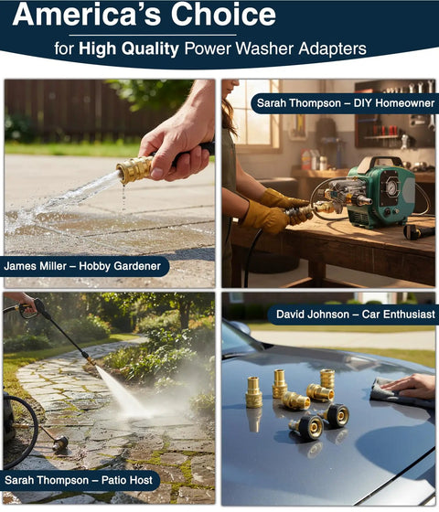 Pressure Washer Quick Connect Kit With M22 14mm Brass Adapter Set Swivel To Three Eighth Inch Quick Release Disconnect in use