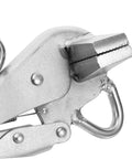 Close-up of Adjustable Auto Body Sheet Metal Clamp Pliers with flat duckbill jaws for precise welding and vehicle maintenance.