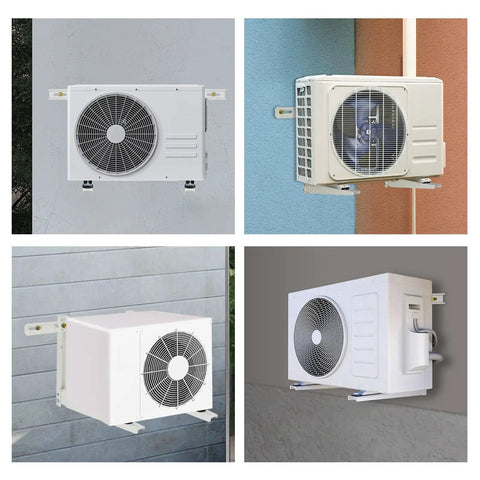 Outdoor ductless AC on Heavy Duty Galvanized Steel Mini Split Wall Mount Bracket for level condenser mounting