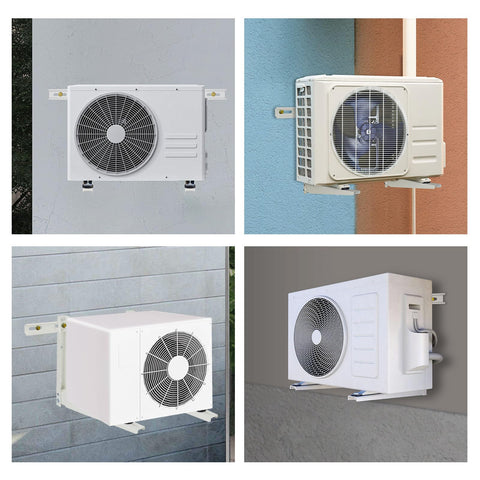 Heavy Duty Mini Split Wall Mount Bracket Designed For Rock Solid Outdoor Installation Supports 270 Pounds on multiple wall surfaces.