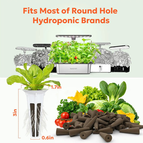 All In One Hydroponic Seed Pod Kit For Indoor Herb Garden, 165 Piece Grow Kit With 50 Sponges, 30 Baskets, 30 Germination Domes, 50 Plant Labels, 4 Nutrient A And B, 1 Tweezer And Free Stickers