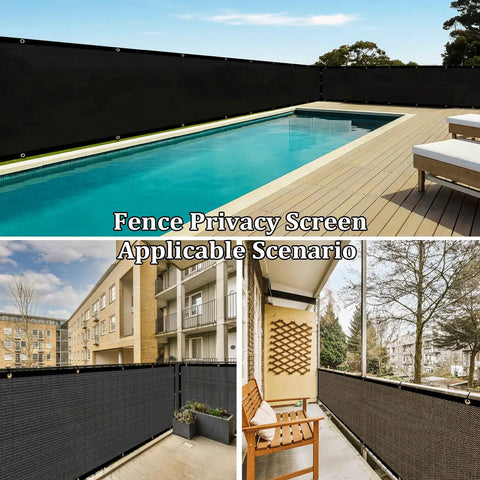 Custom Size Privacy Fence Shade Net Cover 3 Ft By 16 Ft UV Protected 170 GSM HDPE With Brass Grommets Black Bindings Heavy Duty Fence Screen For Garden Yard Indoor Outdoor Use around pool and balcony