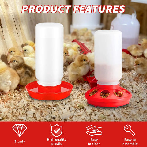 Game Changer Complete Six Piece Chick Feeder And Waterer Combo With Automatic Mini Perch for Ducks and Quail Brooder Starter Kit with chicks and feeders.