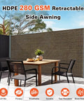 71 Inch By 118 Inch Retractable Side Awning Folding Privacy Screen Waterproof And UV Resistant Outdoor Shade Divider in patio setup