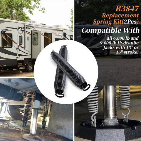 2 Pack R3847 Replacement Springs Kit For RV Hydraulic Leveling Jacks Compatible With 6000 Lb And 9000 Lb Jacks 13 15 Inch Stroke
