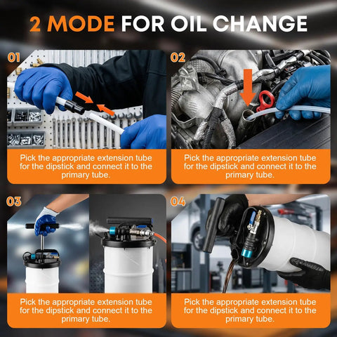 Instruction steps for Gearhead Ready Dual Mode 6.5L Oil Extractor Pump For Auto Care Pneumatic Or Manual Fluid Extractor With Extended Hoses