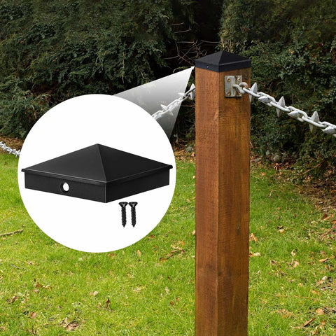 Aluminum Pyramid Post Caps For 4x4 Wood Posts Black Outdoor Deck Fence Post Cap With Screws Fits Nominal 3.5 By 3.5 Inches