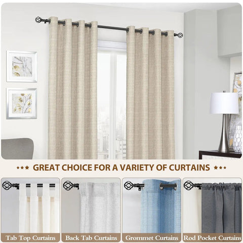 Black Curtain Rod Finials For One Inch Or Seven Eighths Inch Rods Twisted Cage Design End Caps Durable Metal Drape Hardware Easy Fit For Modern Home Decor Great For Living Rooms And Bedrooms on black curtain rod with beige drapes