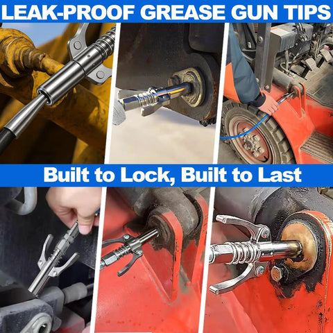 Heavy Duty Double Handle Grease Gun Coupler With Six Claw Quick Lock No Spill Leak Proof Fittings For All Grease Guns operations