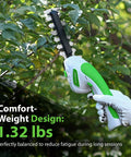 Hand holding Go To 2 In 1 Grass Shear And Hedge Trimmer For Small Bushes And Lawns Cordless Handheld Electric Tool in garden