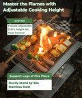 Three In One Flatpack Portable Fire Pit And Grill 16 Inch Heavy Duty Stainless Steel Wood Burning Camping Stove with food cooking