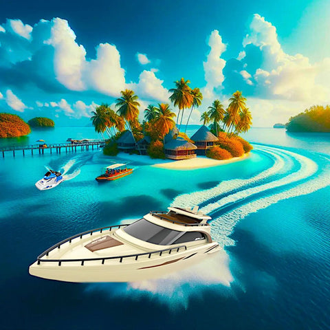 Dope Modern Yacht RC Boat One To Twenty Eight Scale With 2.4GHz Remote cruising near tropical island