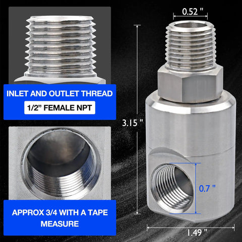 Half Inch MXF Hose Reel Swivel With Grease Zerk Fitting 5124 NiAl Heavy Duty Joint For Home Garage And Industrial Steel Reels Pro Grade Performance Reduces Hose Twist Wear And Fatigue Smooth Rotation, 1/2" NPT female thread