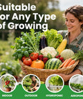 Woman holding a basket of vegetables in a garden, showcasing Ultimate Heirloom Vegetable Seeds Pack With Over 39,000 Seeds Including Tomatoes, Zucchini, Fruits And Herbs Non GMO Garden Seeds For Outdoor Planting A Great Gift For Mom, Friends, Or Any Garden Lover.