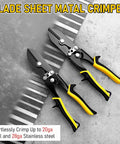 2-Piece 5-Blade Hand Crimper for Sheet Metal and Gutter, ergonomic grip crimping tool for 24-28 gauge stainless steel
