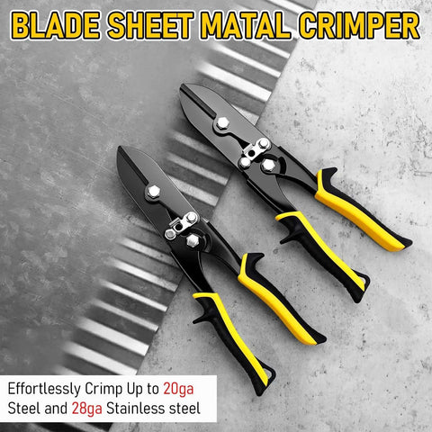 2-Piece 5-Blade Hand Crimper for Sheet Metal and Gutter, ergonomic grip crimping tool for 24-28 gauge stainless steel