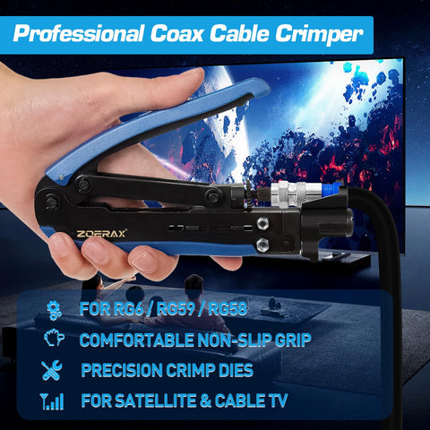 Coax Cable Crimping Kit With Wire Stripper And 20 F Connectors For RG6 RG59 RG11 Coax A Pro Grade Easy Grip Compression Tool For TV Internet Satellite Installations And Home Networking