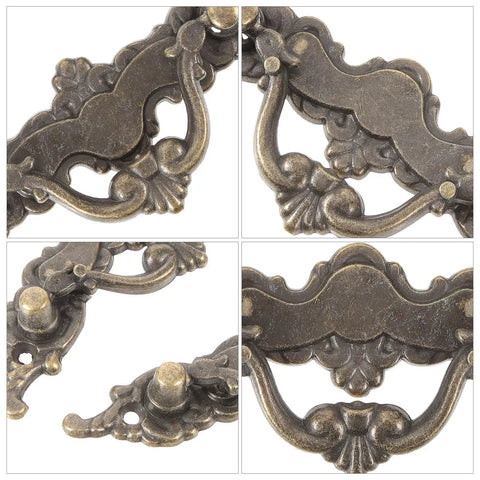 Vintage French Provincial Style Cabinet Pulls 2 Pack Antique Metal Drawer Handles ornate close-up