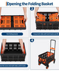 2-In-1 Folding Hand Truck Dolly With 330 Lb Capacity, Convert From Two-Wheel Dolly To Four-Wheel Flatbed Cart In Seconds, Heavy-Duty Steel Frame, Folds Flat For Easy Storage And Fast Jobsite Hauls. folding basket cart assembly