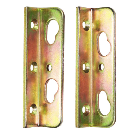 Rock Solid No Mortise Bed Rail Brackets 4 Pack Hella Sturdy Rust Proof Iron Clips For Wood Beds No Sweat Assembly Tight Grip, iron clips, brass finish, hardware repair