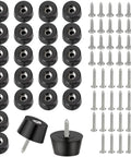 Premium Rubber Feet For Cutting Boards And Desk Furniture, Non Slip Bumpers With Heavy Duty Screws, 24 Piece Set laid out with screws and rubber pads.