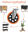Heavy Hitter 6 Inch Caster Wheels Set Of Four With Ball Bearings and 360 Degree Swivel Action used on furniture and outdoor equipment.