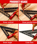 Heavy Duty Aluminum Rafter Square With Carpenter Pencil Built Like A Tank For Dead Accurate Woodworking Layouts And Corner Marking Up To Seven Inches used for drawing vertical and parallel lines.