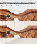 Raised Panel Cabinet Door Spacers 500 Pack Quarter Inch Black Rubber Ball Bumpers shown in wood groove for alignment.