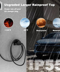 Slick Wall Mount EV Charger Holder For J1772 Plugs And Connectors Cord Organizer with rainproof top, installed on a wall.