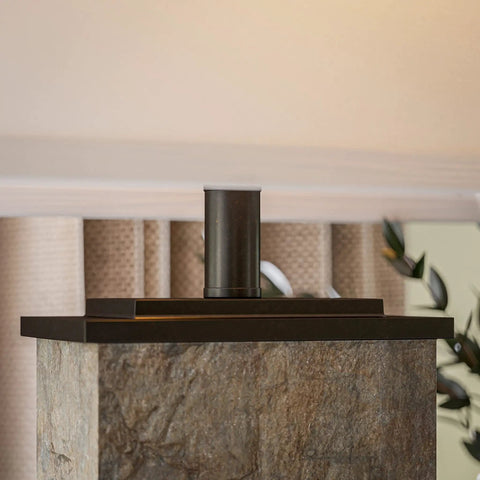 Dope Rustic Slate Table Lamp with Natural Green Slate Finish, Bronze Base, close-up of base with earthy swirl patterns