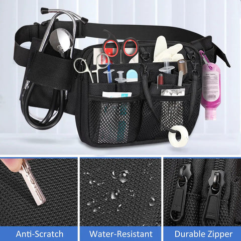 Nurse Fanny Pack With Tape Holder And Multi Pocket Medical Gear Organizer Belt Bag For Stethoscopes Bandage Scissors And Medical Supplies