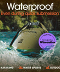 Roll Top Waterproof Dry Bag For Kayak Gear And Boat Essentials That Keeps Your Phone Safe In A Waterproof Case Heavy Duty Yet Lightweight Dry Sack For Adventure Camping Hiking And Water Sports in water.