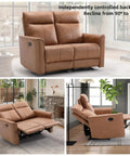 Manual Loveseat Recliner Sofa With Wall Hugger Design Two Seat Reclining Love Seat In Leathaire Brown Independent Recline