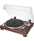 Audio-Technica At-Lpw50bt-Rw Manual Belt-Drive Turntable In Slick Rosewood With Bluetooth Wireless Tech, open lid view.