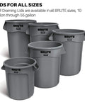 Heavy Duty 32 Gallon Trash Can Dome Lid With Self Draining Channels Gray Snap Lock Secure Fit Easy To Clean