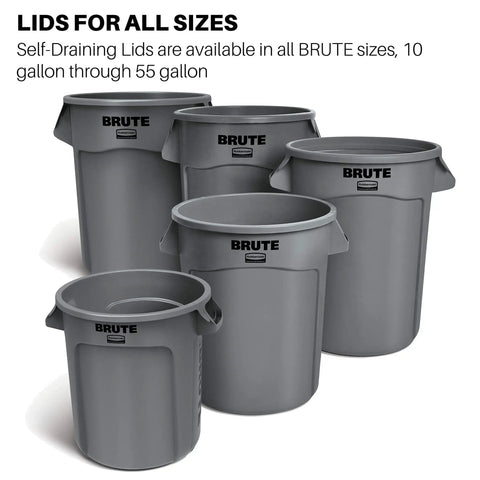 Heavy Duty 32 Gallon Trash Can Dome Lid With Self Draining Channels Gray Snap Lock Secure Fit Easy To Clean