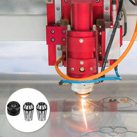 ER11 Spring Collet Set 1/4 Inch CNC Lathe Milling Tool Chucks With Clamping Nut, Precision 65Mn Steel For Engraving And Machining, Dual Collets Pack Bundle in CNC machine setup