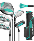 Women's 7-Piece Golf Club Set Left-Handed With Stand Bag And Rain Hood Driver Hybrid Irons And Putter Lightweight