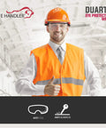 Top Shelf Anti Fog Safety Glasses Over Eyeglasses Clear Impact Resistant Polycarbonate Lenses worn by worker in orange vest.