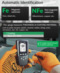 Rugged Coating Thickness Meter for Steel and Aluminum Structures, 0-3000µm Range, 0.001 Mil Resolution, External Probe, Fe/NFe Auto Detection, USB Data Export, Built for Inspectors, Contractors, and QC Pros On the Jobsite used on a steel panel