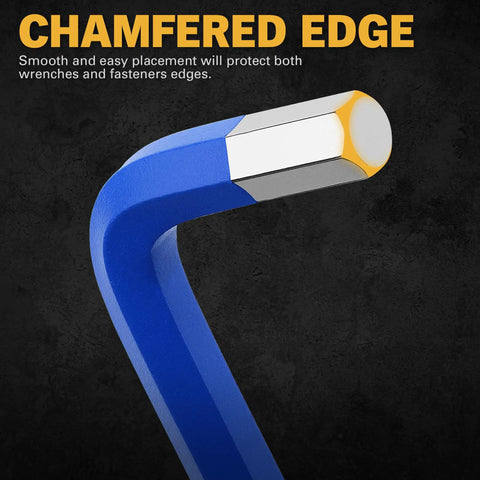 Chamfered edge of Beefy Long Ball End Hex Key Set 13-Piece Metric 2 To 19mm S2 Steel With Chrome Finish highlighted