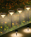Solar Pathway Lights 4 Pack Outdoor Waterproof Warm White Nighttime Glow With Auto On Off Sensor No Wiring Easy Install