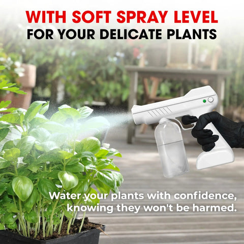 Smooth Operator Handheld Electric Steam Gun Rechargeable Fogger And Vaporizer with large bottle watering delicate plants.