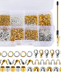 1320 Pcs Jewelry Making Kit With Crimp Beads Crimp Tubes Knot Covers Bead Tips Jump Rings And Lobster Clasps In Sturdy Storage Box