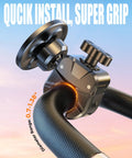 Magnetic Gym Phone Holder With Clamp For Treadmills, Exercise Bikes, Golf Carts And Shopping Carts, showing quick install