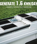 Beast 400W 12V Solar Panel Kit With Four 100W Panels 40A MPPT Charge Controller on RV roof generating 1.6 kwh/day