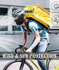 Cyclist wearing 6 Pack Ride Ready Lightweight Full Face Ski Mask Balaclava for men and women, UV protection, breathable polyester spandex
