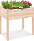 Raised Garden Bed On A Sturdy Wood Stand With Drainage And Bed Liner, Elevated Planter Box for Kids and Backyard Patio Veggies