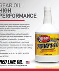 Bottle of 75W140 Full Synthetic Gear Oil For Hypoid Limited Slip Differentials GL5 1 Gallon Heavy Duty Formula With Friction Modifiers